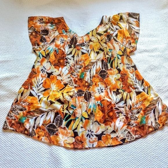 Cato Woman Floral Print Pleaded Top Sz 18-20 - Picture 8 of 8